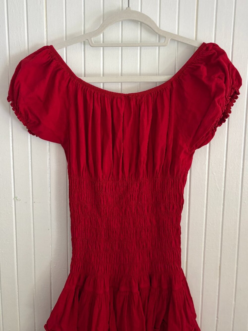 100% Cotton Smocked Peasant Mini Dress - Picture 12 of 16